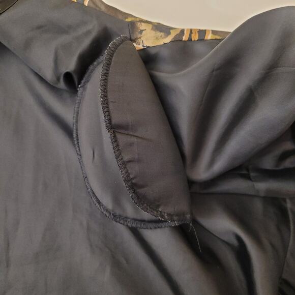 Vintage EVR 100 % Silk Patchwork Animal‑Print Bomber Jacket L Lined Zip Front - Picture 10 of 13